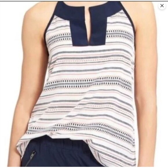 Athleta Tank Top Coastal Dunes Tassel Back Striped XL Lightweight Sleeveless - Picture 1 of 2